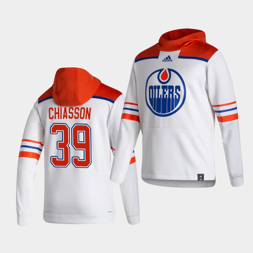 Men Edmonton Oilers #39 Chiasson White NHL 2021 Adidas Pullover Hoodie Jersey->edmonton oilers->NHL Jersey